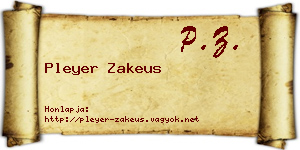 Pleyer Zakeus névjegykártya